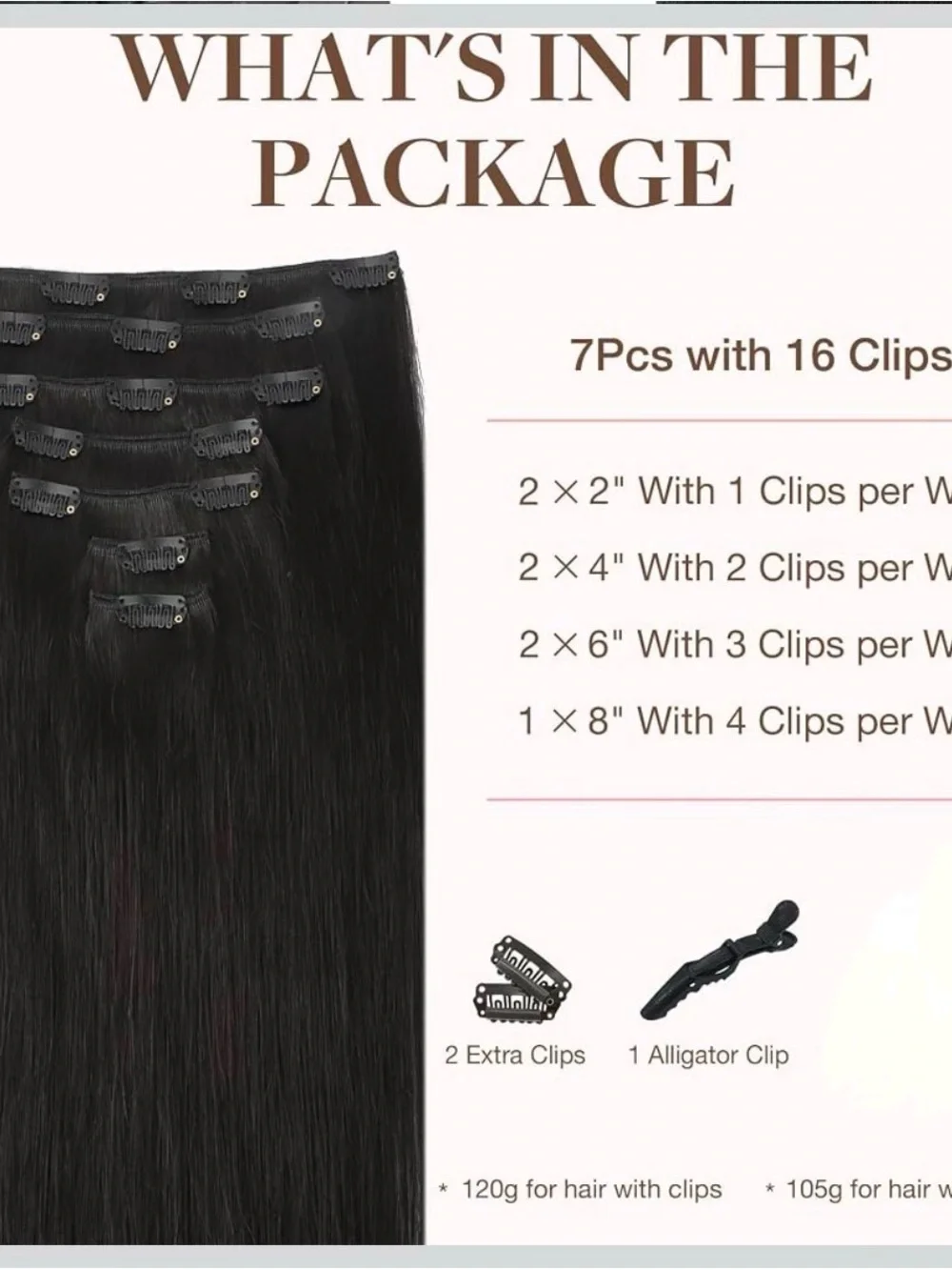Clip-In Human Hair Extensions - Natural Black (7-Pack)